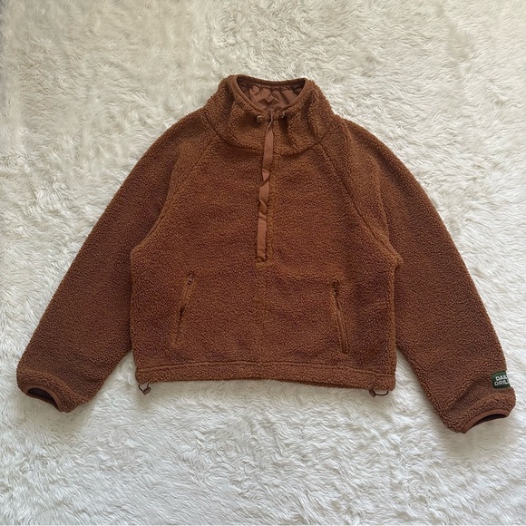 Daily Drills Jacket Cozy Quarter Zip Teddy Fleece Pullover Oak Brown Sz XS/S - Picture 4 of 12